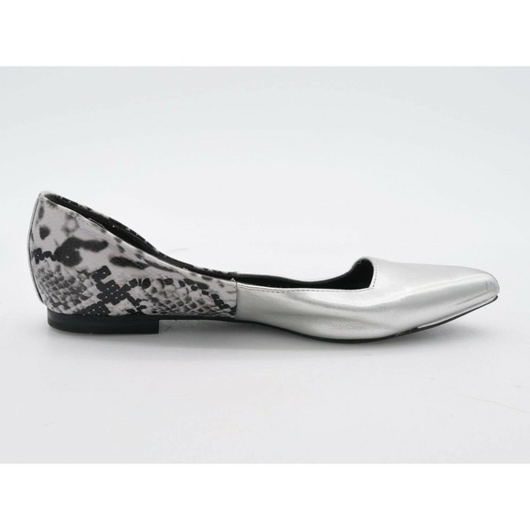 Sam Edelman Flats Womens 6.5 Silver Faux Leather Ellissa Snake Print Pointed Toe - Picture 3 of 8